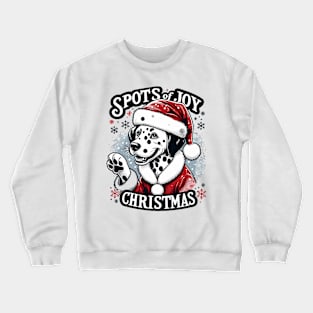 "Spots of Joy Christmas" - Festive Dalmatian Santa Crewneck Sweatshirt